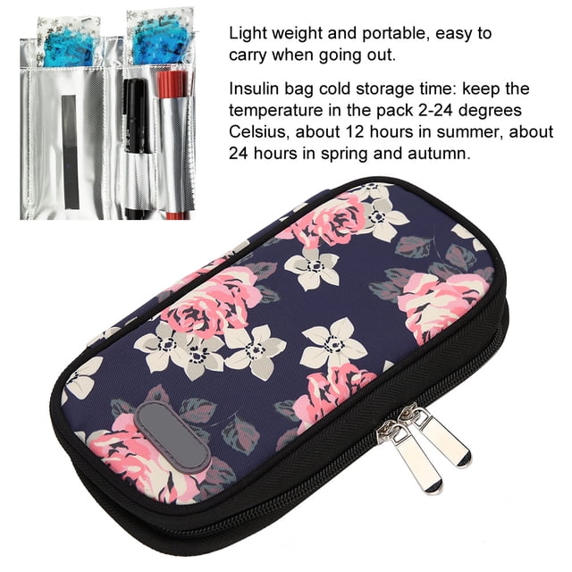 Bolsa de enfriamiento de insulina, Bolsa de insulina, Organizador aislado con diabetes Bolsa de enfriamiento portátil de viaje para almacenamiento de insulina y medicamentos (sin bolsa de hielo)( Ecomeon no
