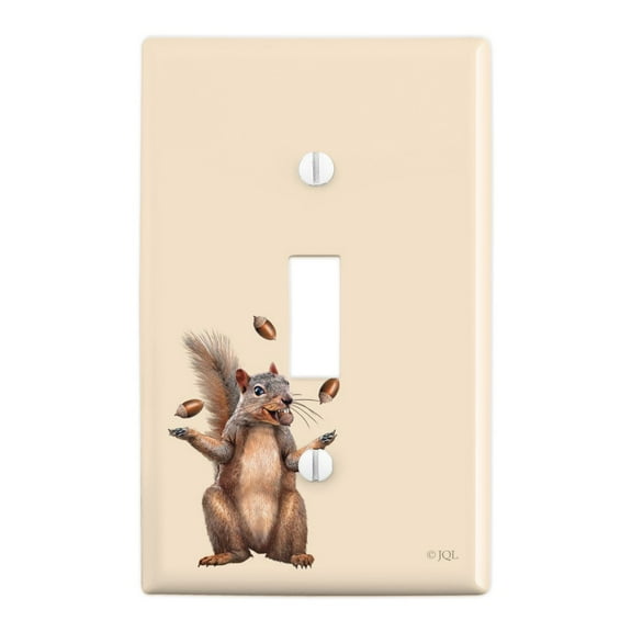 Squirrel Juggling His Nuts Crazy Funny Plastic Wall Decor Toggle Light Switch Plate Cover