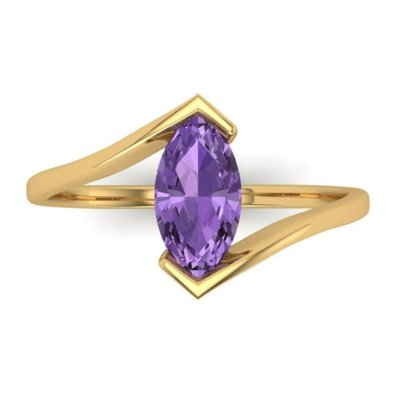 Solitaire Engagement Ring for Women - 2ct Simulated Alexandrite in 18K Yellow Gold Promise Ring