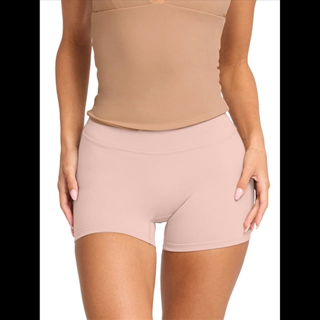 Pantalones Cortos Deportivos de Yoga de Alta Elasticidad para Mujer - Cintura Alta, Informales, Cómodos y Cómodos Rosa L