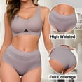thumbnail image 2 of GAI YI Women's High Waisted Briefs Tummy Control Cotton Underwear Ladies Lace Panties 4Pack 2Black+2Purple XL, 2 of 6