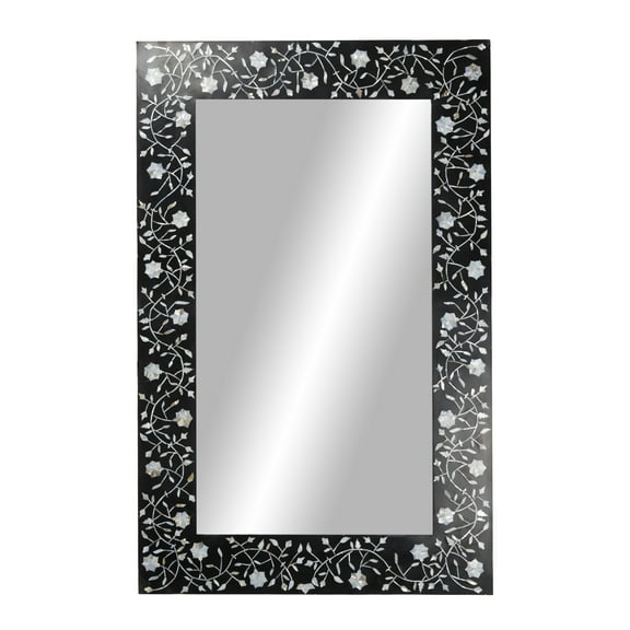 DecMode 30"W, 47"H Square Wall Mirror, Black