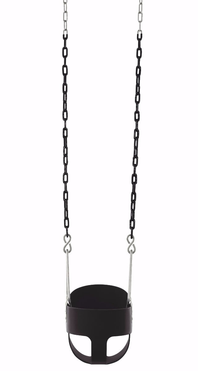 Machrus Swingan High Back, Full Bucket Toddler & Baby Swing with Vinyl Coated Chain - Fully Assembled - Black