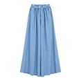 thumbnail image 4 of Cagogo Women's Striped Wide Leg Pants Elastic Waist Casual Loose Flowy Long Trousers for Summer Beach Travel Lounge Palazzo Style, Sky Blue 2XL, 4 of 9