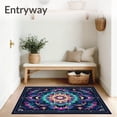 thumbnail image 3 of ODIKA 8'x10' Machine Washable Non-Slip Area Rug, Ethereal Spiral in Semi Circle Shape with Multicolor Galaxy Shades High Traffic Rug with Pad, Blue, 69145, 3 of 8