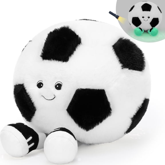 MorisMos 7.9in  Glowing Soft Soccer Plush Pillow, Stuffed Soccer Ball Toy