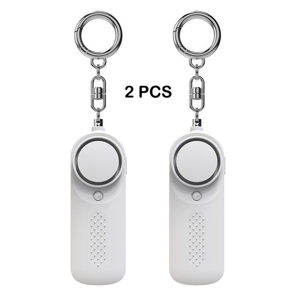 DEBGFS 130DB Personal Safety Alarm, 130DB Safe Sound Self Defense Alarm Siren with Strobe Light, Emergency Security Alert Devices for Women, Men, Elderly, Children,WHITE*2