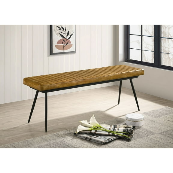 Dining Table Benches, Camel and Black Tufted Cushion Side Bench, Furniture Dining Table Benches, Table Benches For Dining Room,