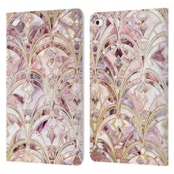 Micklyn Le Feuvre Marble Patterns Dusty Rose And Coral Art Deco Marbling Pattern Leather Book Wallet Case Cover Compatible with Apple iPad mini (2019)