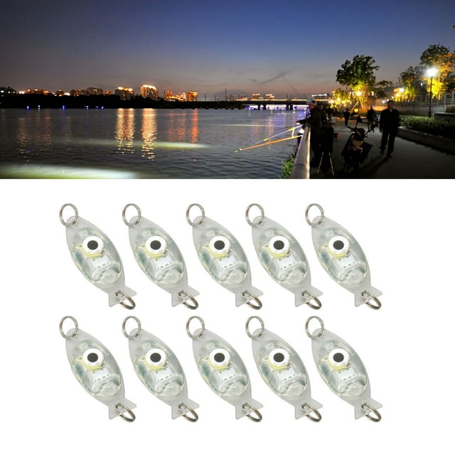 Luocute 10Pcs LED Underwater Fishing Lure Light Eye Shape Deep Drop Underwater Bait Lure Lamp Attracting Fish Light