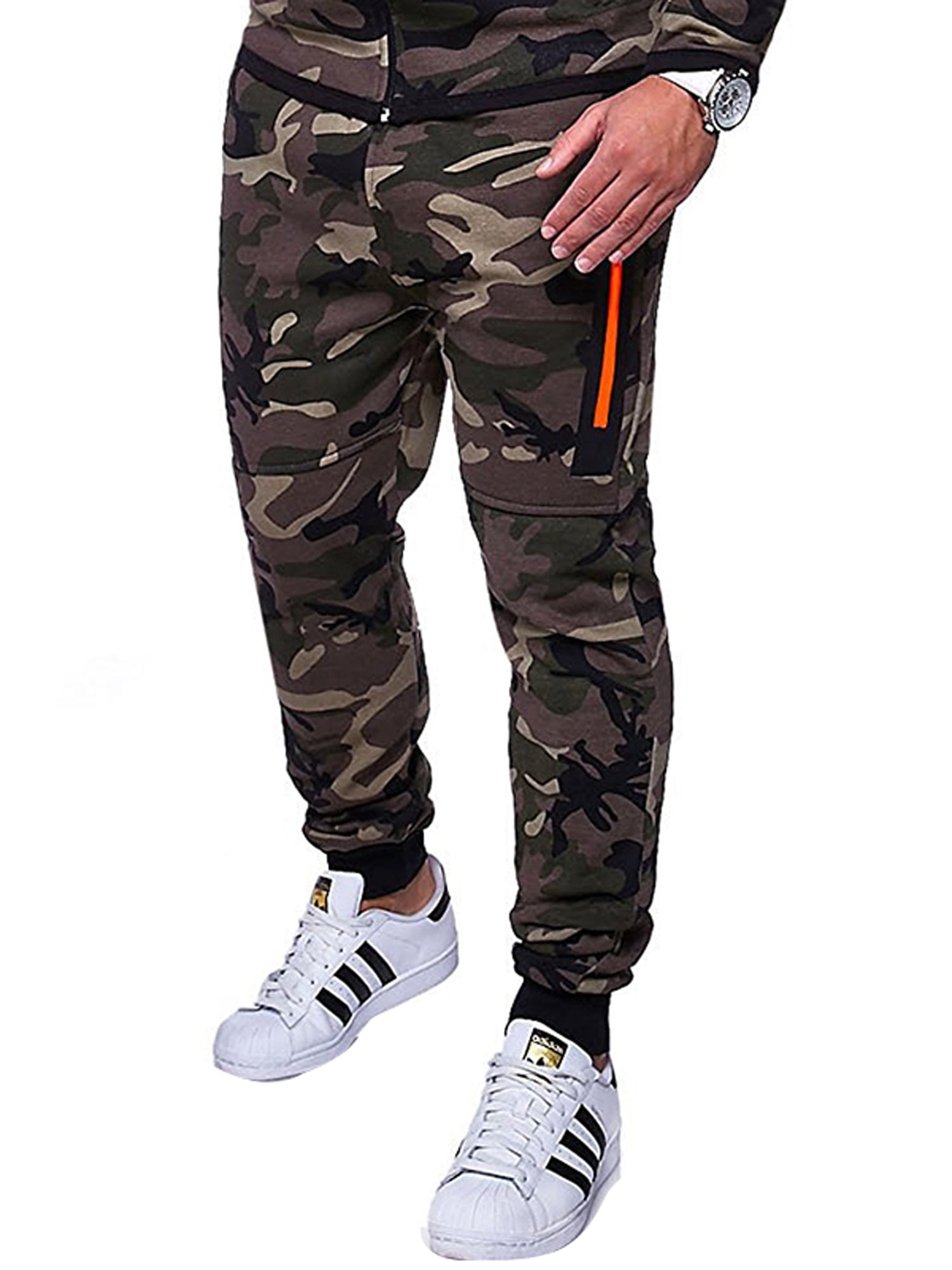 Mens Camoflage Trousers Fit Sports Jogging Sports Sweatpants Pockets Gym Pants 