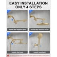 thumbnail image 5 of Rain Shower Head with 3-Mode Handheld Spray Combo, Dual Showerheads, All-Metal High-Pressure 10-Inch Rainfall Shower Head Set, Extension Arm with 3-Way Diverter, Brushed Gold, 5 of 9