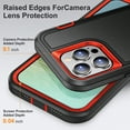 thumbnail image 6 of Allytechgroup Rugged Case Compatible with iPhone 16e with Hidden Kickstand, [Military Grade Drop Protection] Soft TPU Hard PC Bumper Non-Slip Shockproof Full Protective Case, Black+Orange, 6 of 8