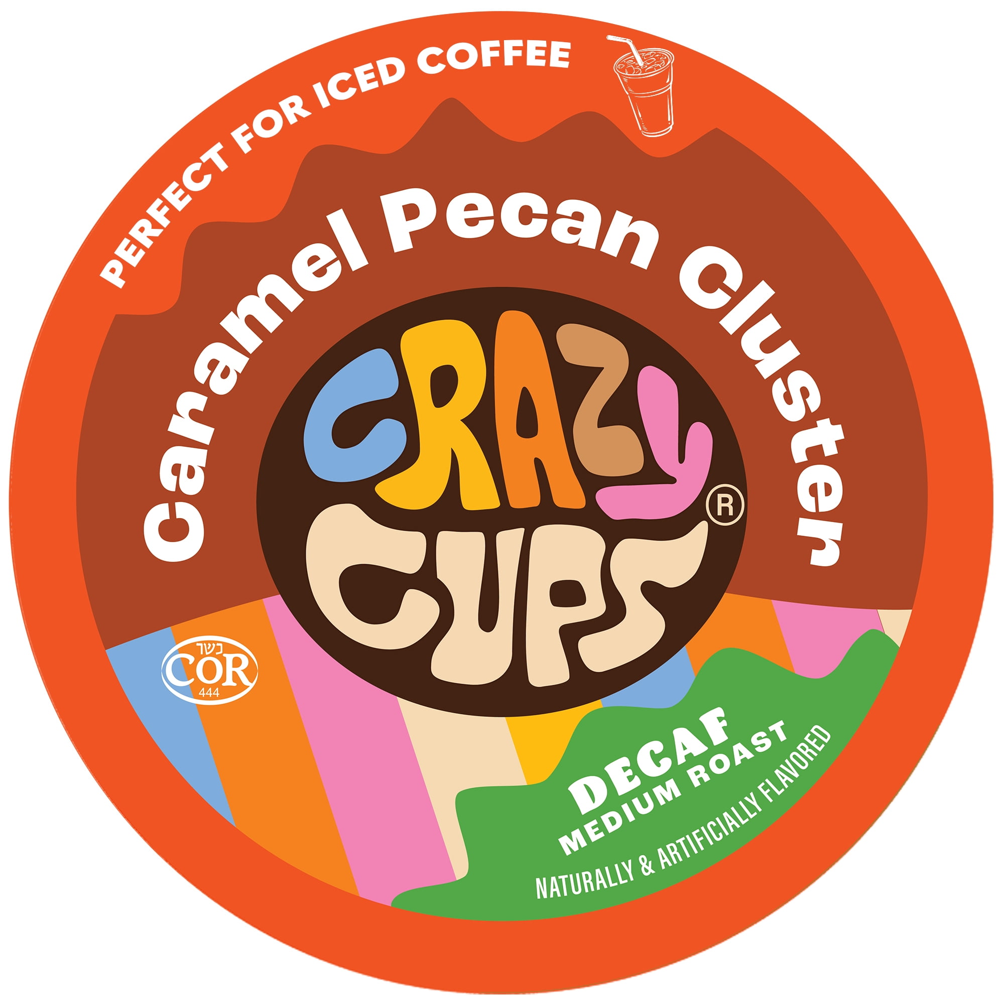 Crazy Cups Decaf Caramel Pecan Cluster Medium Roast Coffee, for Keurig K Cups Brewers, 22 Count