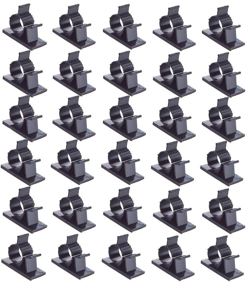 Haobase 30 Pcs Black Clips Self Adhesive Backed Nylon Wire Adjustable
