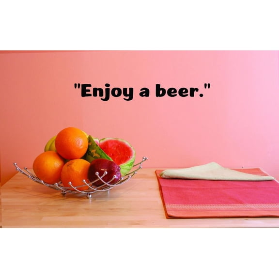 Custom Decals Enjoy A Beer. Wall Art Size: 10 X 36 Inches Color: Black