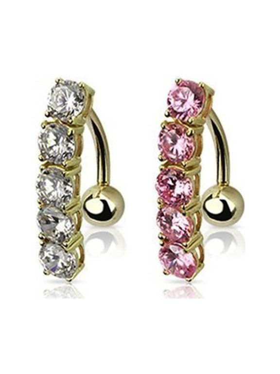 Four Diamond Upside Down Dangle Belly Ring 14G (1.6MM) #163 (Clear)