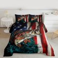 thumbnail image 2 of Homewish 3D Pike Fish Queen Comforter Set, Vintage American Flag Bedding Sets, Rustic Old Fashion Reversible Bedding Comforter Set, Breathable Home Decor, 3pcs, 2 of 8