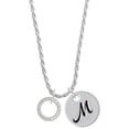 thumbnail image 1 of Delight Jewelry Silvertone I'm A Fighter Eternity Ring Silvertone Script Initial Disc - M - Charm Necklace, 20"+3", 1 of 4