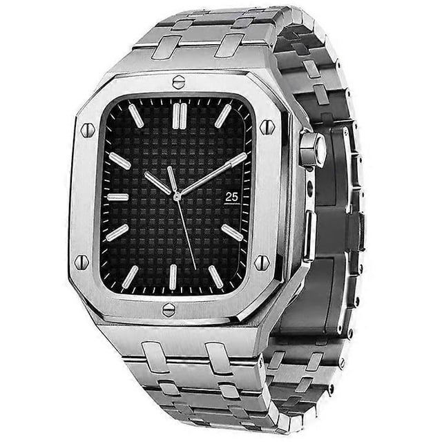 Compatible with Apple Watch Series 8 / 7 45mm stainless steel band + drop-proof protective case