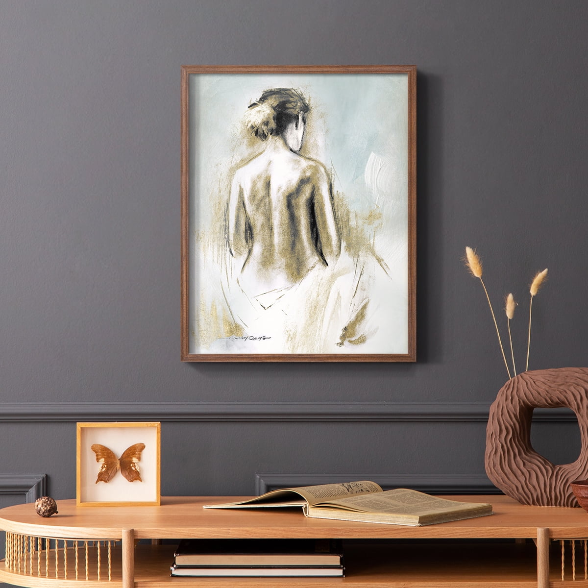 Figure in Golden Light I in Paper Solid Wood 11 x 14 Framed Print
