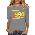 thumbnail image 2 of HOMBOM 3/4 Sleeve T-Shirts for Women Graphic Graphic Tees Casual Retro 1996 Print Summer Gray Crew Neck Ladies Tops, 2 of 4