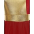 thumbnail image 6 of IEFIEL Womens V Neck Metallic Waistline Liturgical Praise Dance Dress Sleeveless Asymmetrical Modern Dance Show Costume Red-A S, 6 of 7