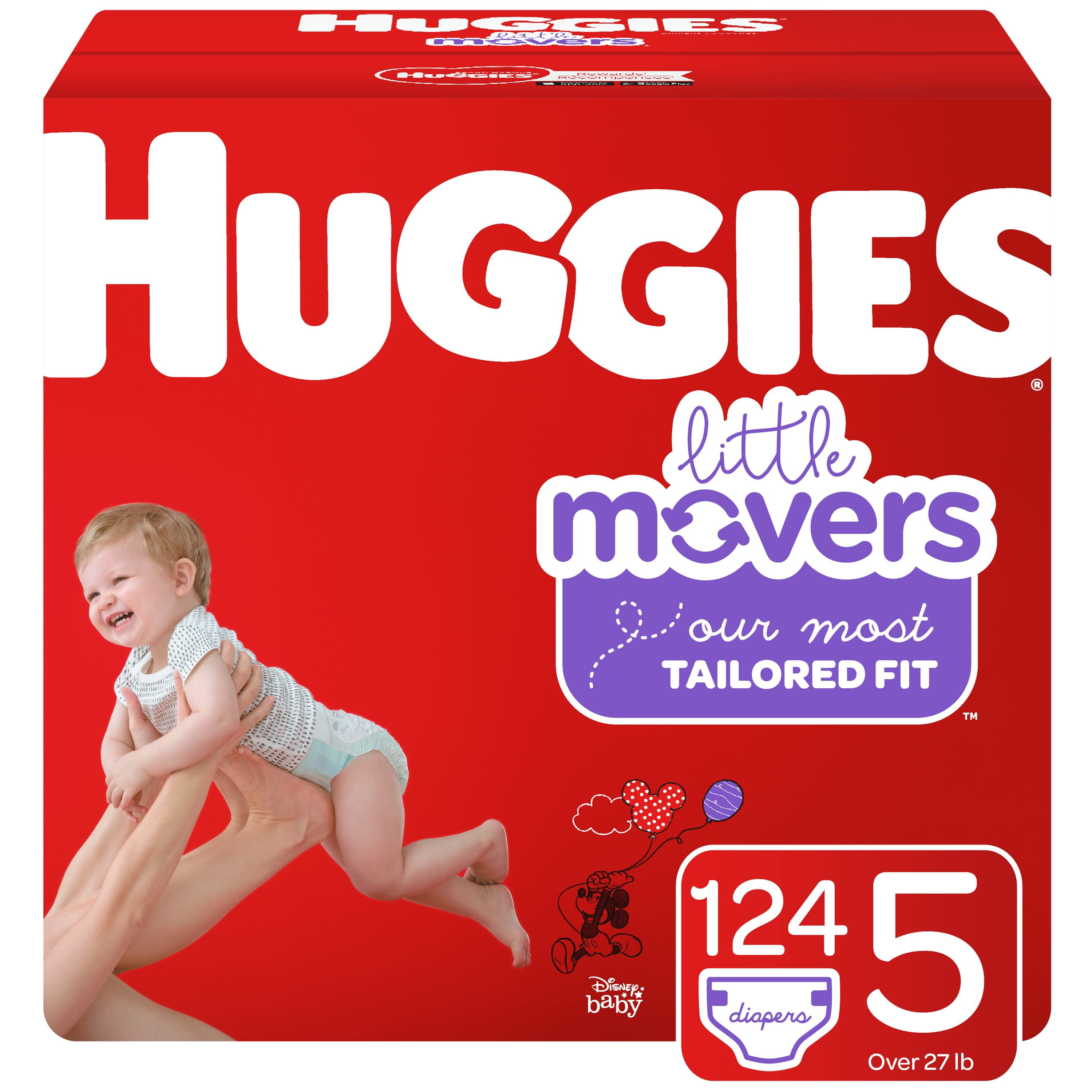 Size 5 Size 5 Packaging May Vary Huggies Day/Night Bundle- Little Movers Baby Diapers 124 Ct 58 Ct One Month Supply & Overnites Nighttime Diapers 
