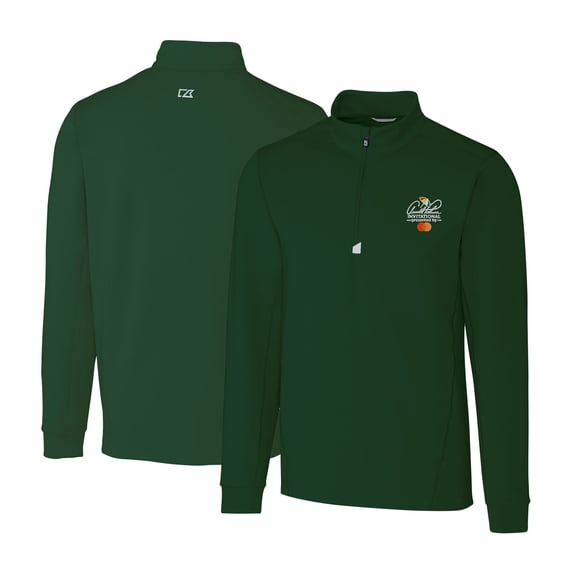 Men's Cutter & Buck Hunter Green Arnold Palmer Invitational Traverse Stretch Quarter-Zip Pullover Top