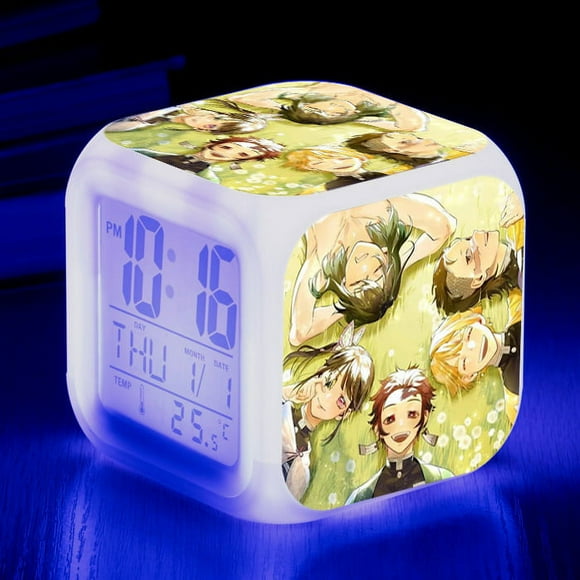 Anime Alarm Clock One Piece LED Square Clock Digital Alarm Clock with Time, Temperature, Alarm, Date