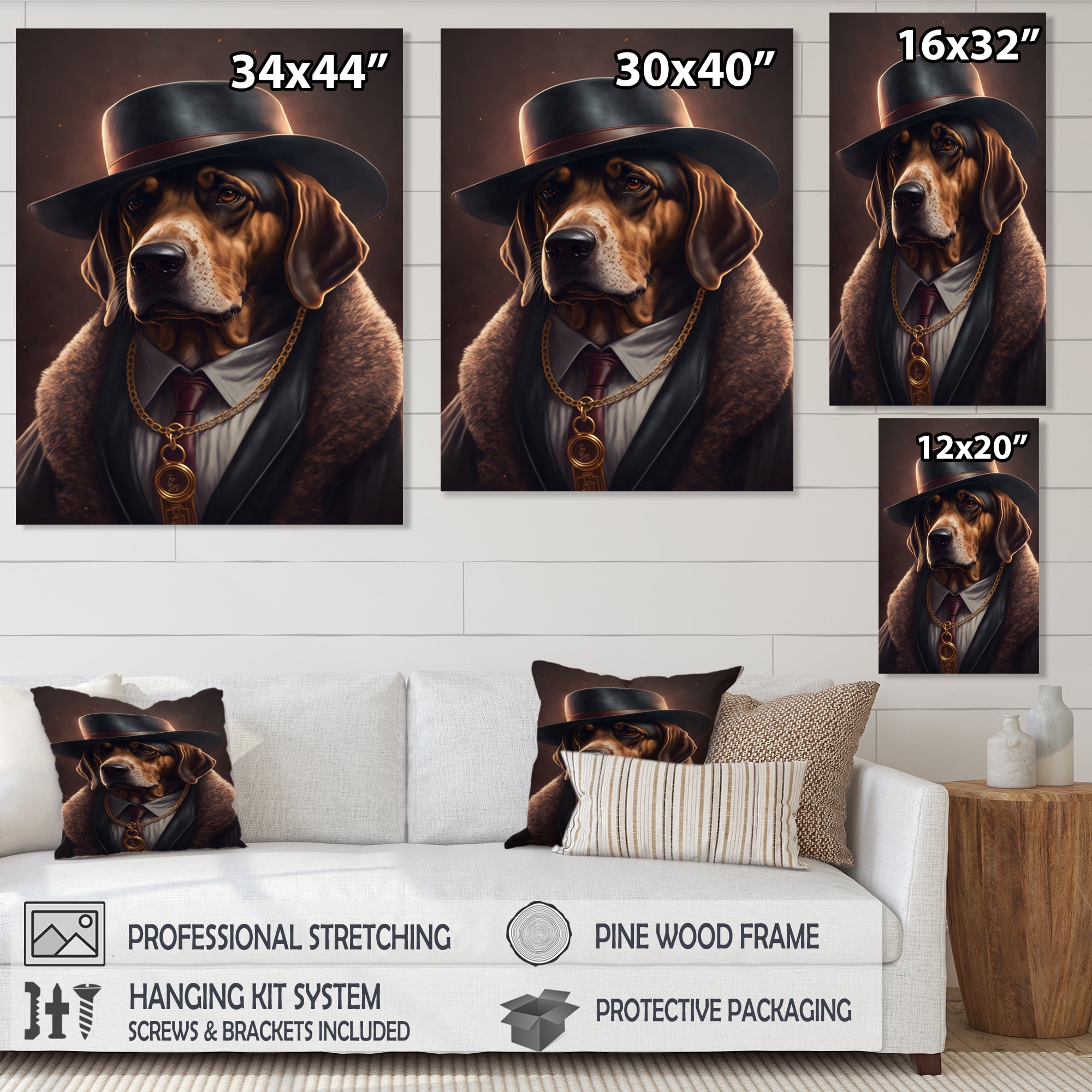 Designart Mafia Dog II Canvas Wall Art