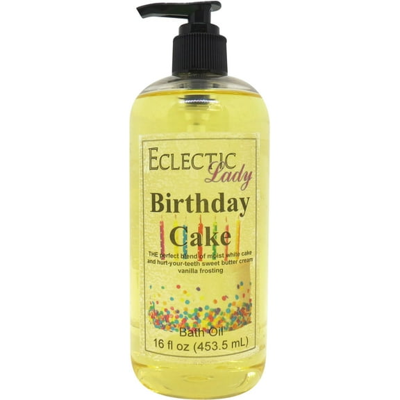 Birthday Cake Bath Oil - Scented Body Oil - Relaxing & Moisturizing Bathing Oil - Fragrance Body Oil For Dry & Rough Sensitive Skin - 16 oz