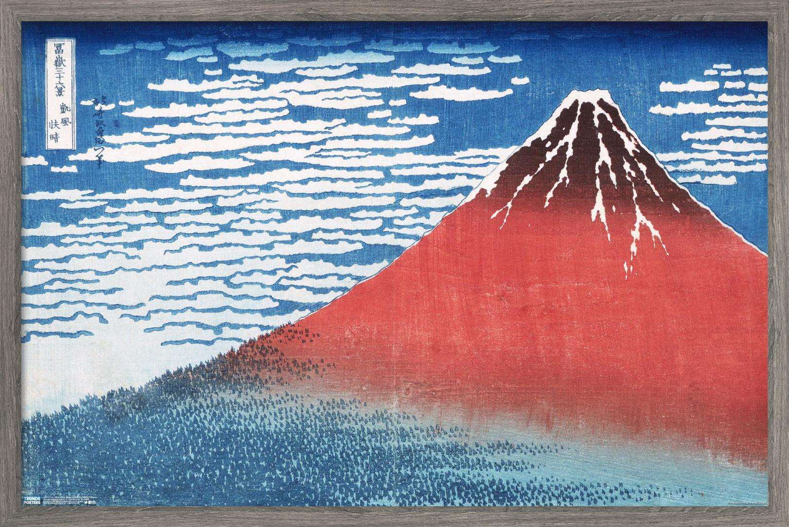 Red Mount Fuji Southern Wind 8.5x11" Photo Print Katsushika Hokusai Japanese Art 