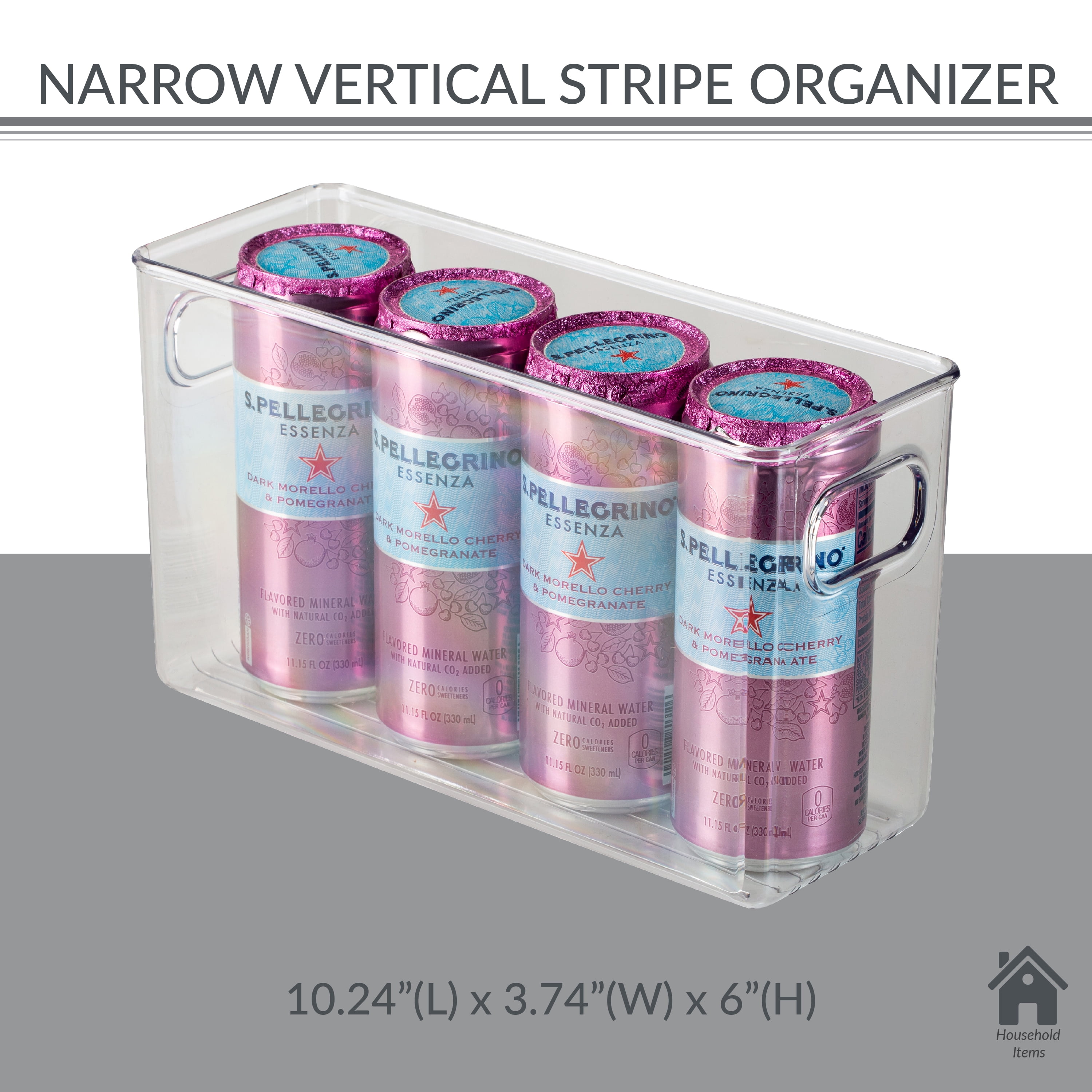 Simplify Narrow Vertical Stripe Cabinet Organizer, 10.24" x 3.74", Clear