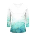 thumbnail image 4 of Jsaierl 3/4 Sleeve Womens Tops Summer V Neck Shirts Trendy Graphic Ladies Blouses Flowy Loose Fit T-shirts Top S-3XL, 4 of 8