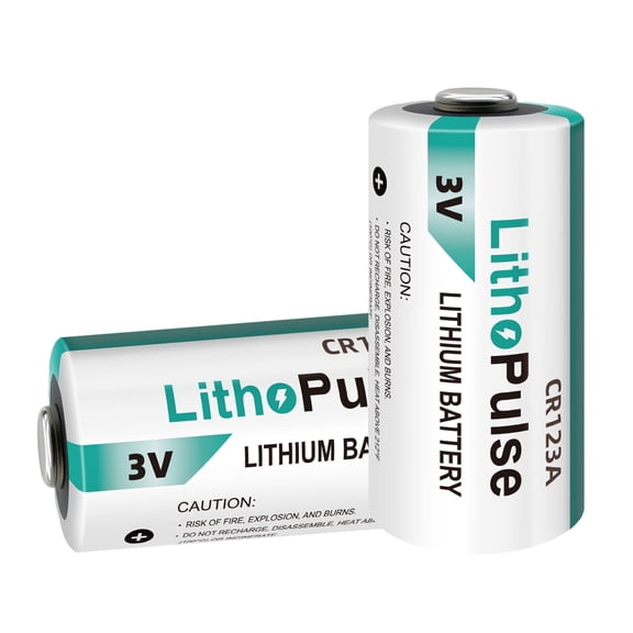 LithoPulse CR123A 3V Lithium Battery 1500mAh for Flashlights Home Security System Non-Rechargeable CR123A Lithium Batteries 3 Volt(2 Pack)