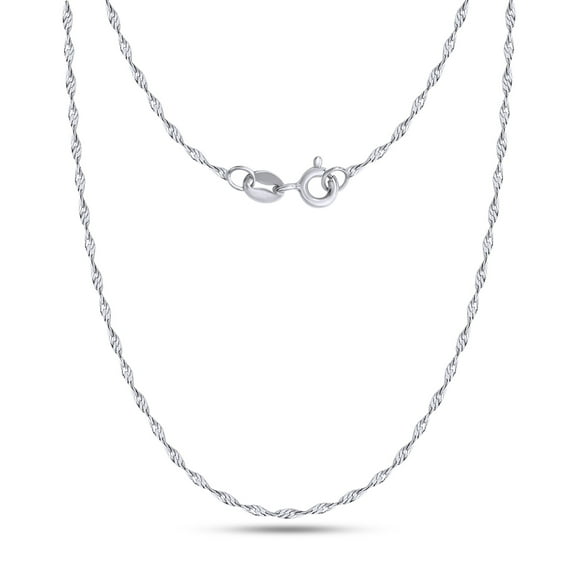 AFFY Twisted Serpentine Chain Necklace for Women and Men Italian Crafted 1.2mm Twist Chain 18 Inch 14K White Gold Over 925 Sterling Silver with Spring Ring Clasp