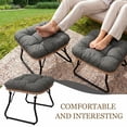 thumbnail image 4 of Tappio Foldable Ottoman Stool, All Weather Wicker Footstool with Cushion and Non-Slip Pads, Outdoor Seating Footrest for Bedroom, Living Room, Porch, Balcony, Gray, 4 of 7
