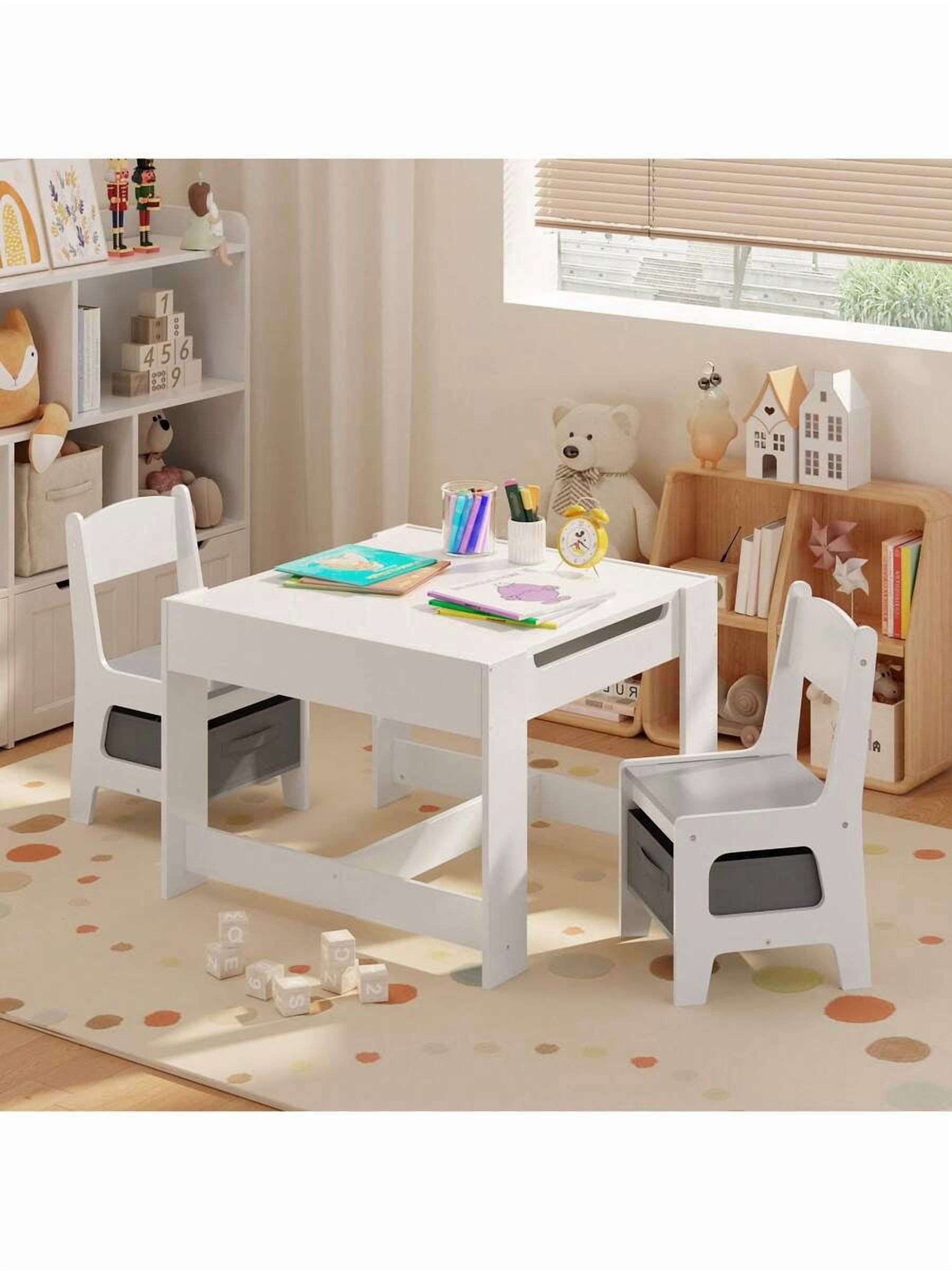 4-In-1 Multi-Functional Kids Table And Chair Set, Suitable For Children  To Drawing, Crafting, Eating And Play Before Going To School, With  Storage Space Under The Table And Chairs