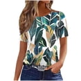 thumbnail image 2 of Ichuanyi Women's Casual Pattern Floral Printed Shirt Loose Short Sleeved T-Shirt Classic Round Neck Top, 2 of 5