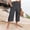 Gray, variant on WRFWUL Womens Cotton Linen Pants Ruffle Elastic High Waist Cropped Capri Pants Beach Vacation Trousers