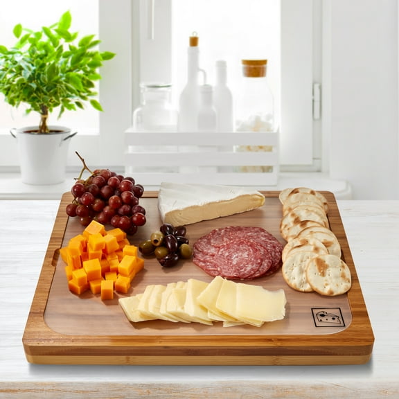 Seville Classics Bamboo Cutting Board w/ 7 Color-Coded Cutting Mats
