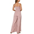 thumbnail image 3 of INSPIRE CHIC Women's Jumpsuit Square Neck Smocked Sleeveless Split Wide Leg Romper L Dusty Pink, 3 of 6