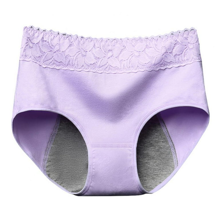 Popvcly 3Pack Menstrual Period Breathable Double-Layer Cotton Bottom Crotch  Seamless Lace Panties Physiological Leakproof Briefs ,Apricot,2XL