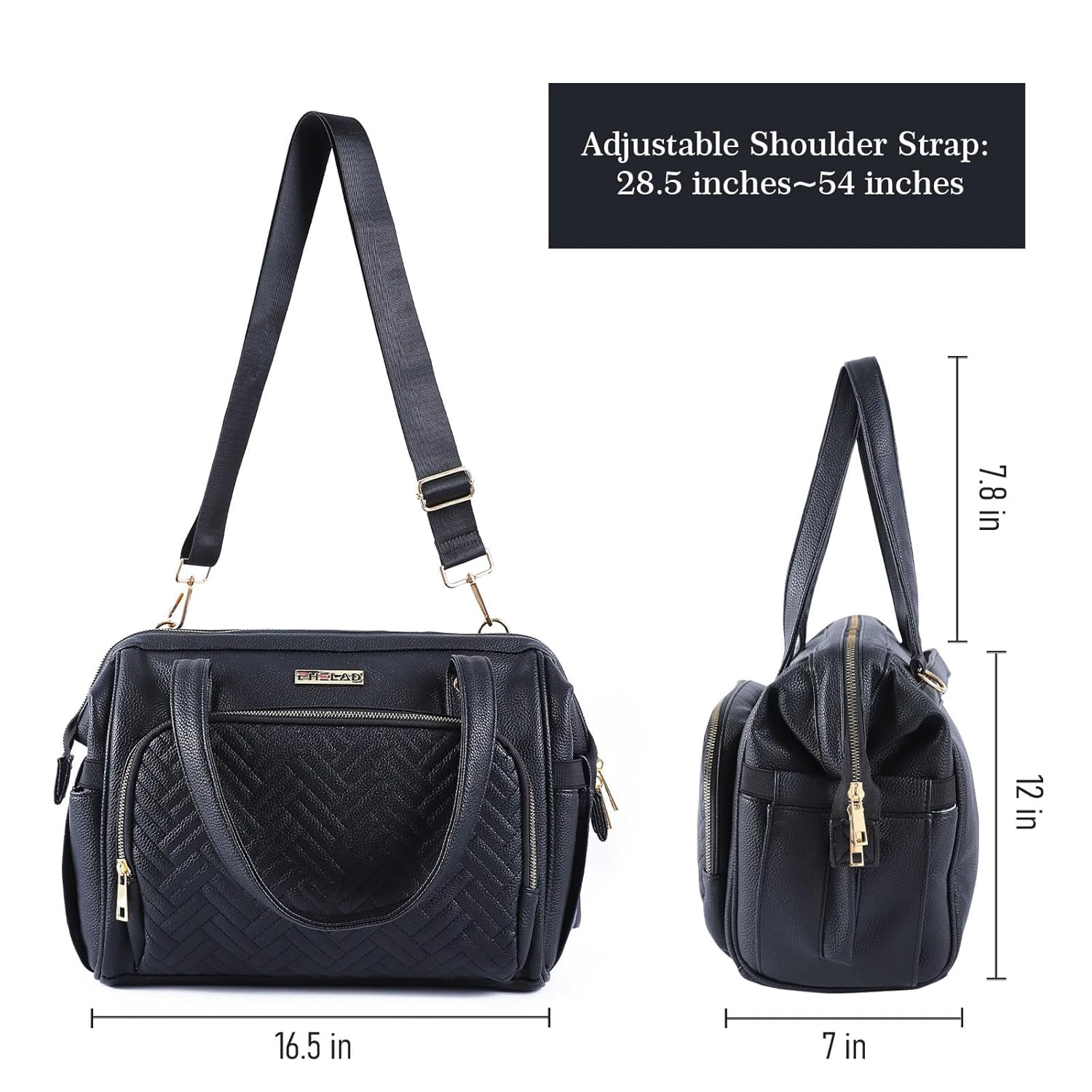 Baby Bag , Diaper Bags with 13 Pocket ,Diaper Bag Tote for Mom and Dad, Waterproof Stylish Leather Baby Diaper Bag for Travel(Black)