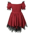thumbnail image 6 of FYEGRE Elegant Off Shoulder Gothic Dress Gown Halloween Lace Up Corset Party Attire Gown Red M, 6 of 9