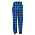 thumbnail image 6 of Qulqfy Blue Pants for Women Plaid Lounge Pants Trendy High Waisted Jogger Fall Pants for Women, 6 of 6
