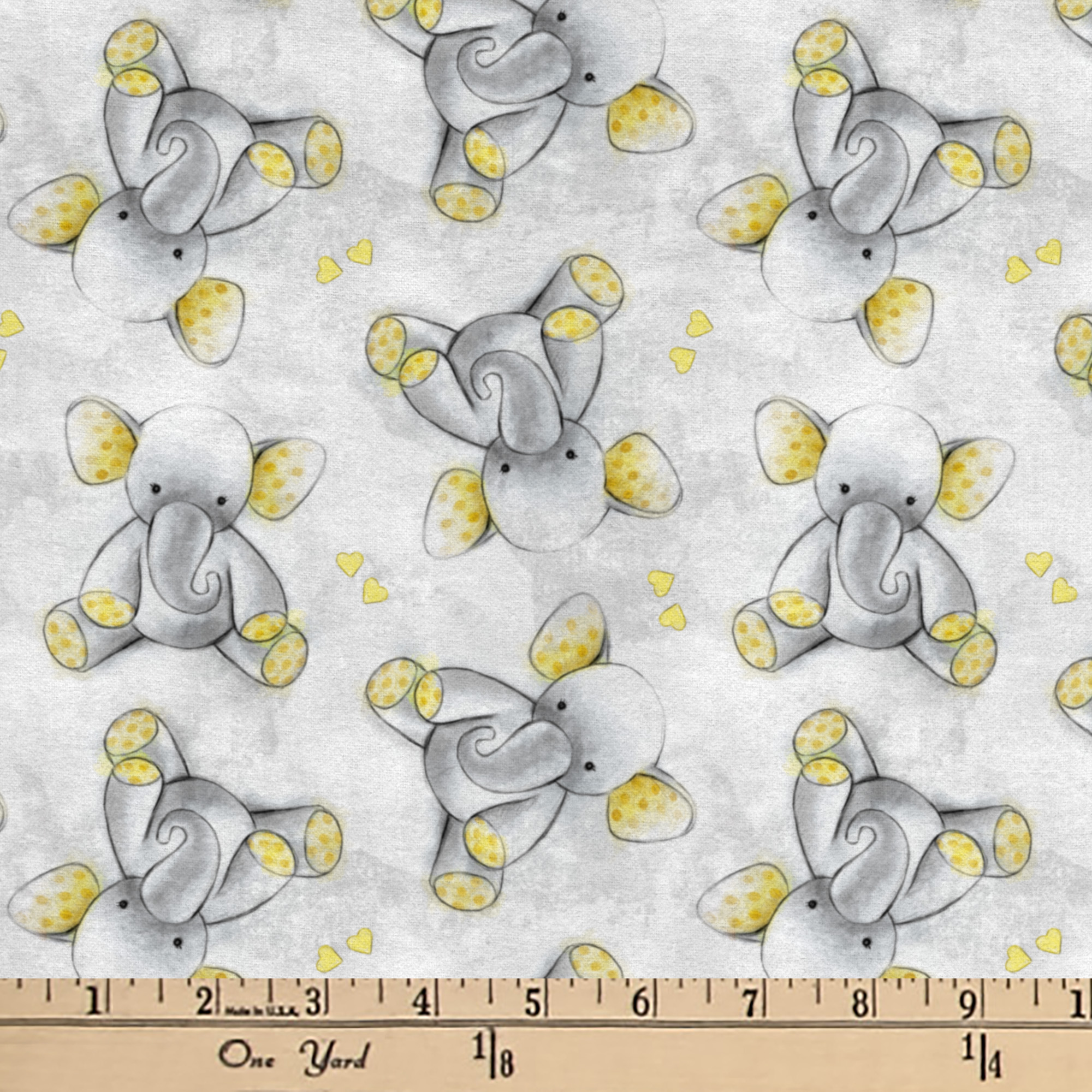 Mainstays 42" x 1.5 yd Cotton Light-weight Flannel Sleepytime Elephant Precut Sewing & Craft Fabric, Gray