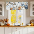 thumbnail image 2 of Thanksgiving Pumpkins Valances for Windows, 54 x 18in, Fall Fallen Leaves Blue Texture Rod Pocket Kitchen Valance Curtain Light Filtering Window Treatments for Living Room Bedroom, 1 Panel, 2 of 7