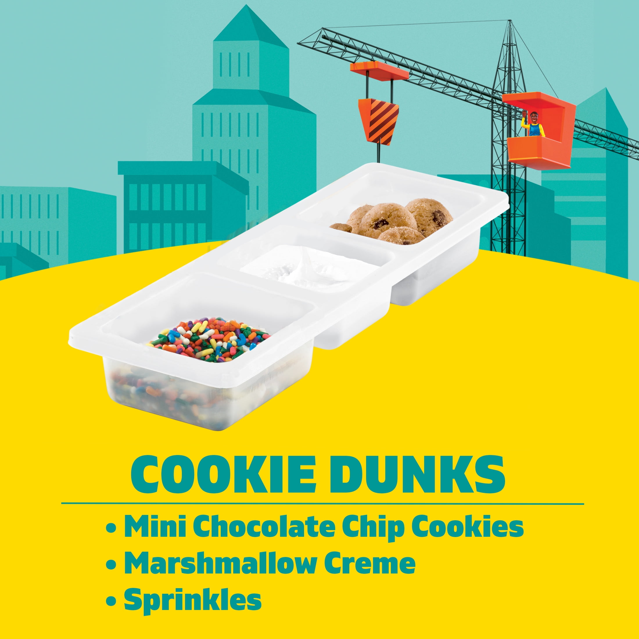 (3 pack) Lunchables Cookie Dunks with Mini Chocolate Chip Cookies, Marshmallow Creme and Sprinkles 1.95 oz Tray